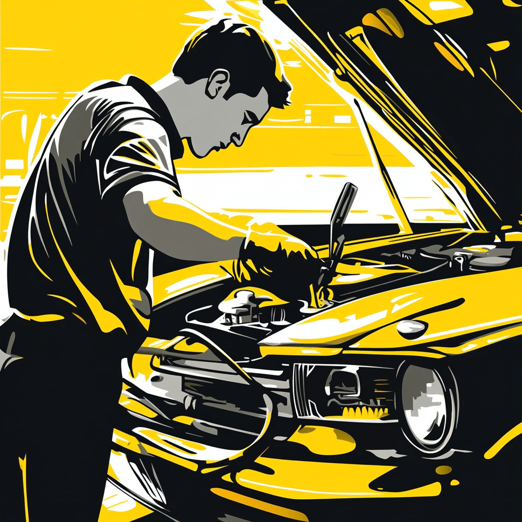 Mechanic working on car